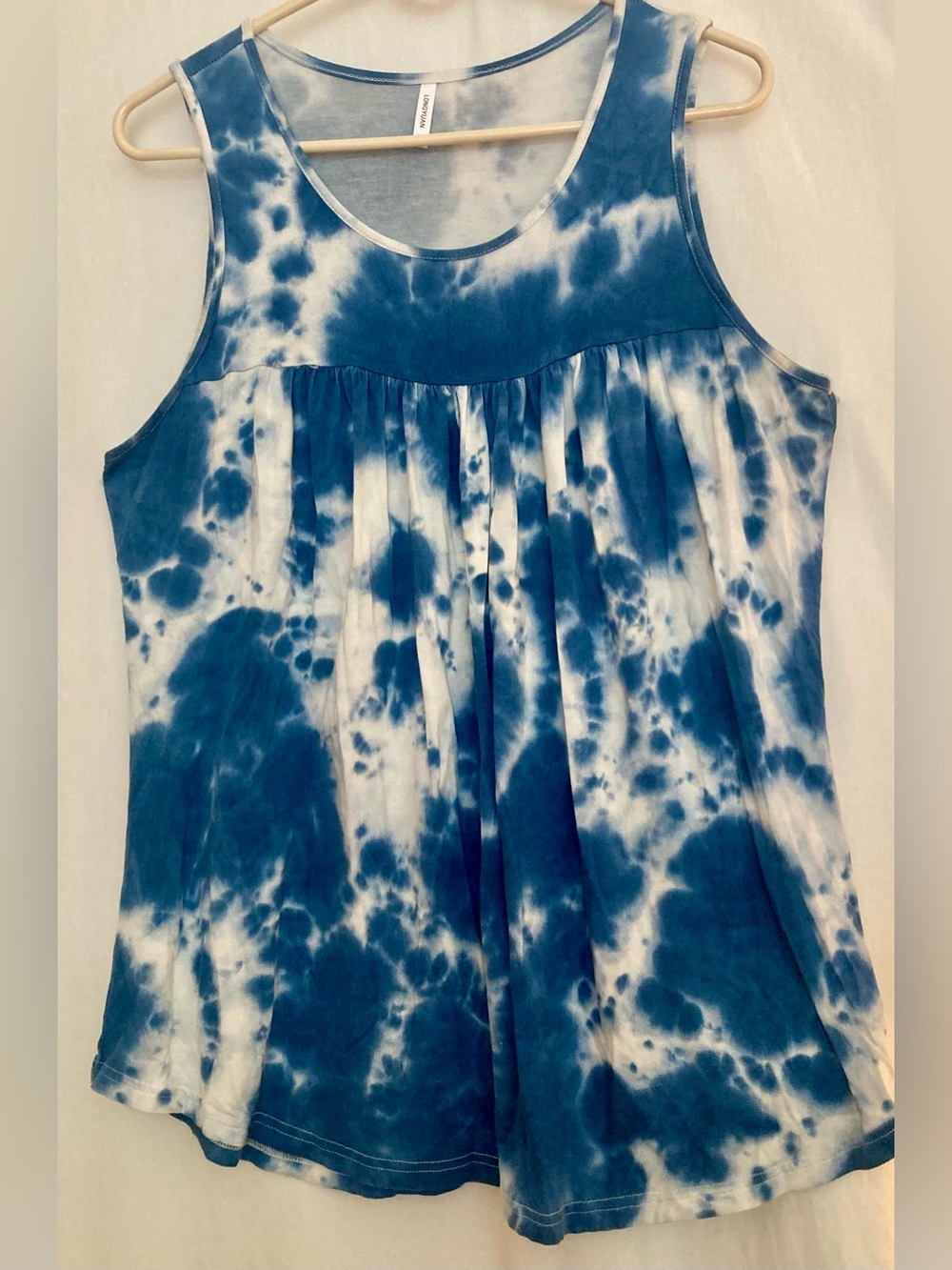 Blue & White Tie-Dye Sleeveless Tank Top Size XL